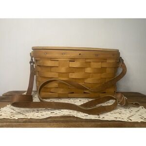 Vintage Basket Crossbody Shoulder Purse 1995 Carnation Baskets Longaberger Style